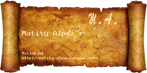 Matity Alpár névjegykártya
